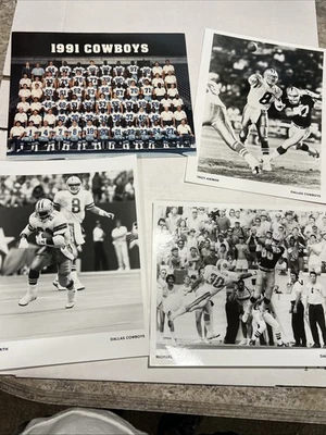 Dallas Cowboys 1991 kit de prensa fotos equipo Aikman Smith Irvin brillante ¡RARO! Foto 1 de 4