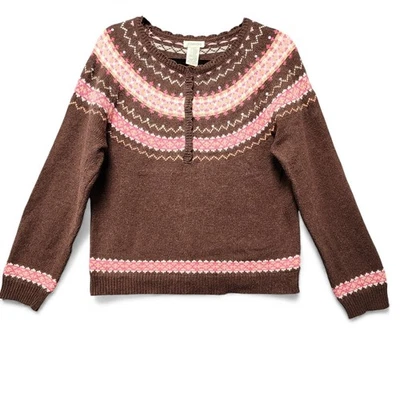 Suéter feminino vintage St. Johns Bay grande marrom algodão angorá mistura de cabelo de coelho - Imagem 1 de 4