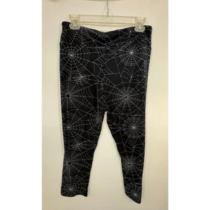 Women Spider Web Prints Stretch Pull-On Legging Elastic Waist Size 36 Black NWOT - Picture 1 of 2
