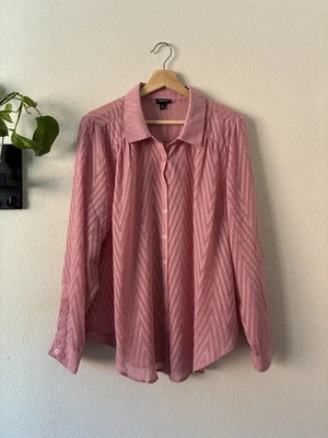 Blusa Torrid Para Mujer Talla 1 Rosa Cuello Manga Larga Botón Poliéster Transparente Foto 1 de 4