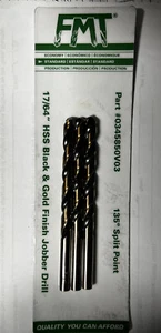 17/64" HSS 135° Split Point Black & Gold Finish FMT® Jobber Drill Vend Pack - Picture 1 of 1