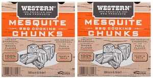 Western 78154 500 cu in Mesquite BBQ Cooking Smoking Chunks - Pack of 2 - Picture 1 of 4