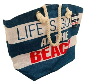 JUTE BAG LIFE iS GOOD AT THE BEACH BAG. HOLIDAY SUMMER TIME OR EVERYDAY USES - Picture 1 of 5