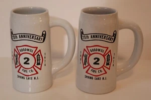 Pair of Goodwill Fire Co. #2 Spring Lake, NJ 75th Anniversary Commemorative Mugs - Picture 1 of 16