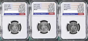 2025 P D S Ida B. Wells Quarter NGC MS 67 First Releases 3 Coin Set - Picture 1 of 2