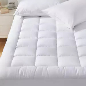 California King Size Mattress Pad Pillow Top Cotton Mattress Topper 8-21" Deep P - Picture 1 of 8