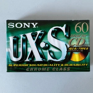 Cinta de casete de audio en blanco Sony UX-S 60 min súper cromada clase II 1999 - NUEVA - Imagen 1 de 3