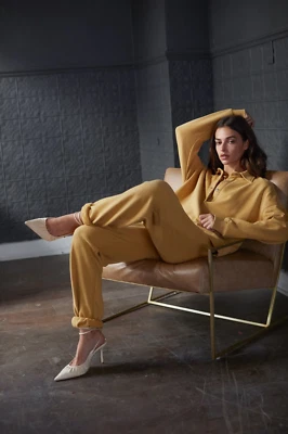 VELVET By Graham & Spencer Tabitha Drawstring Sweatpant Gold S $158 C2 - Image 1 of 3