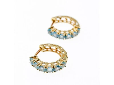 14K YELLOW GOLD BLUE TOPAZ EARRINGS - Image 1 of 4