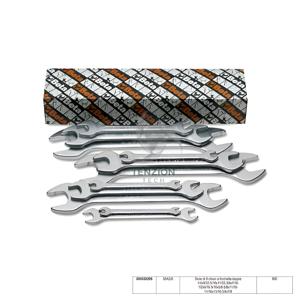 Set Serie 8 Chiavi A Forchetta Doppie Cromate 1/4x9/32 - 3/4x7/8 - Beta 55AS/8 - Immagine 1 di 1