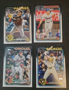 2024 Topps Rookie Variation Set completo di 4: HOLLIDAY-CHOURIO-MERRILL-LANGFORD - Foto 1 di 6
