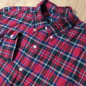 RARA Camisa Ralph Lauren Para Hombre M Roja A Cuadros Abotonada L/S Ajuste Regular Franela Ligera - Imagen 1 de 8