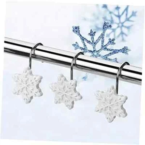 12PCS Anti-Rust Snowflake Shower Curtain Hooks for Winter, Snowflake Shape - Picture 1 of 7