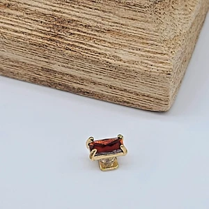 KEEP Collective "July Keepsake Birthstone" Wine Red Crystal Yellow Gold Charm - Picture 1 of 8