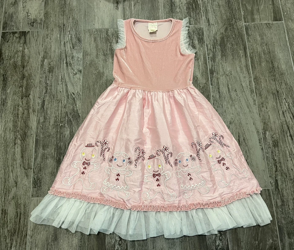 Vestido de vacaciones LEMON LOVES LIME rosa seda pan de jengibre Navidad tul niñas talla 8 Foto 1 de 4