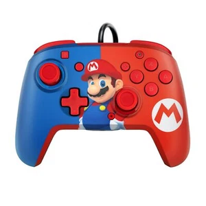 PDP Gaming Faceoff Deluxe+ Wired Switch Pro Controller - Red/Blue Mario Design - Picture 1 of 7