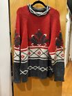 Vintage 80s 90s Heavy Knit Chunky Holiday Christmas Sweater Plus Size 3X Red