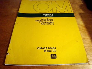 John Deere 40kw 55kw PTO Standby Alternator Operator's Manual Book JD - Picture 1 of 1