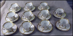 Set 11 Teacup & Saucer Limoges France G.C. Hubbard 1916 H Monogram + Ivocet - Picture 1 of 12