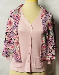 Sag harbor Women Petite Knit Cardigan With Scarf Attached Size PS Pink - Picture 1 of 3