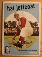1959 Topps Hal Jeffcoat Baseball Card #81 Redlegs Pitcher Low-Grade Poor