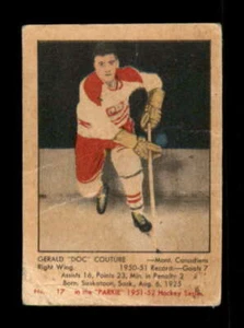 1951-52 Parkhurst #17 Gerry Couture P-F RC Rookie Canadiens 542822 - Picture 1 of 2