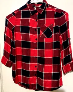 Gap Kids Girls Plaid Shirt Size XS – Long Sleeve Button-Up 100% Viscose Flannel - Picture 1 of 12