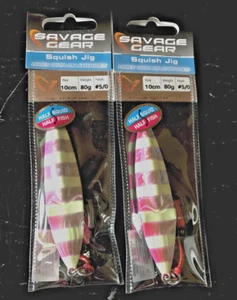 (2) Savage Gear SQUISH JIGS - Pink Zebra - 10cm 80g FREE SHIPPING! - Picture 1 of 2