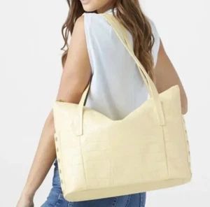Hammitt Addie Large Zippered Leather Tote Sunstruck Yellow Crocco - Picture 1 of 9