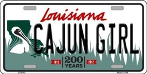 Cajun Girl Louisiana State Background Metal License Plate Car Truck Home Decor - Picture 1 of 1