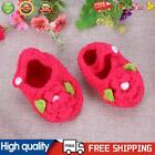 Handmade Newborn Baby Infant Boys Girls Crochet Knit Shoes(Rose Red)
