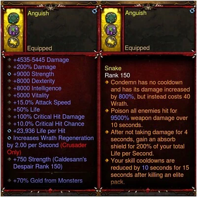 DIABLO 3-PS4/5-MODDED ETHEREAL/SOULSHARD INFUSED ANGUISH CRUSADER AMULET FOR HC - Image 1 of 4