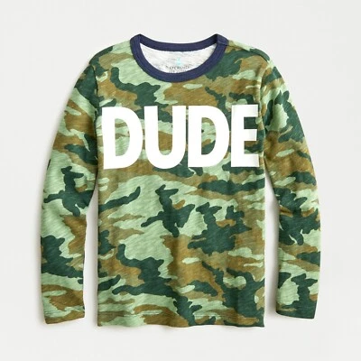 Camiseta camuflada J.Crew de manga larga que brilla en la oscuridad "Dude" para niños | 14 | 100 % algodón Foto 1 de 2
