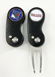 GOLF SWITCHBLADE NHL NEW YORK RANGERS DIVOT REPAIR TOOL + Ballmarker Black - Picture 1 of 1