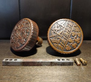 C: 1885-95 Antique Brass Corbin Flower Pots Victorian Door Knob Set B-11900