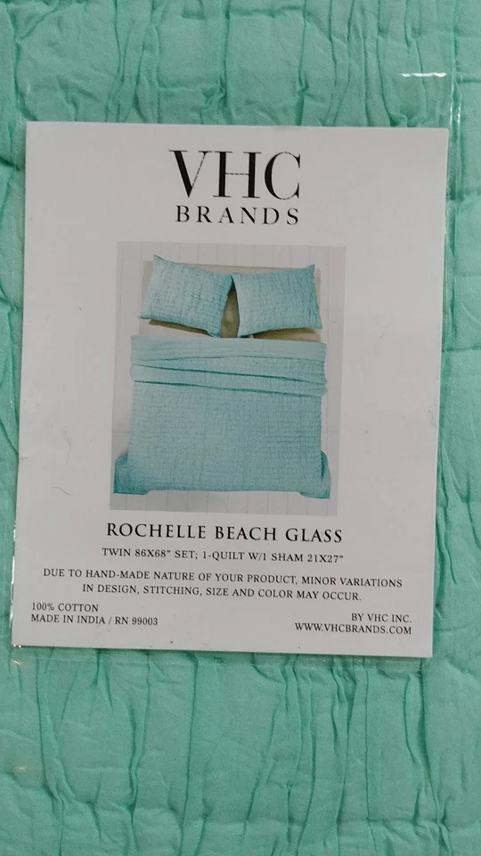 Stunning Rochelle Beach Glass Bedding - Twin w 1 Quilt and 1 Sham FREE SHIPPING - Image 1 of 1