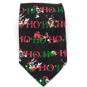 Vintage Looney Tunes Weihnachtskleid Krawatte schwarz 100 % Seide 1997 Made in Korea - Bild 1 von 6