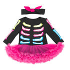 Baby Girls Dresses Witch Costume Festival Skeleton Halloween Clothes Costumes