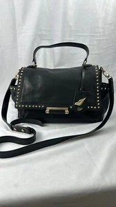 Diane Von Furstenberg Black Leather Shoulder Bag w/ Gold Accents - Picture 1 of 15