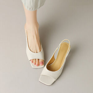 Women Peep Toe Platform Chunky Block High Heel Lady Slingback Pump Shoes Sandals