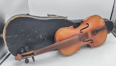 古董 - 德国 4/4 Stradivarius 小提琴维修带盒 — 第 1/4 张图片