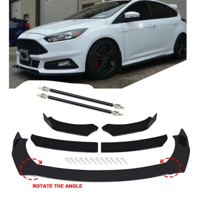 For Ford Focus Fiesta Front Bumper Lip Spoiler Splitter Body Kit Glossy Black - Изображение 1 из 4