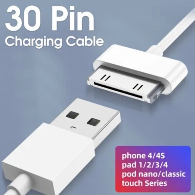 1M/2M 30 Pin USB Data Sync Cable Charger for iPhone 4 4G 4S 3GS iPod Nano 1/2/3 - Image 1 of 4