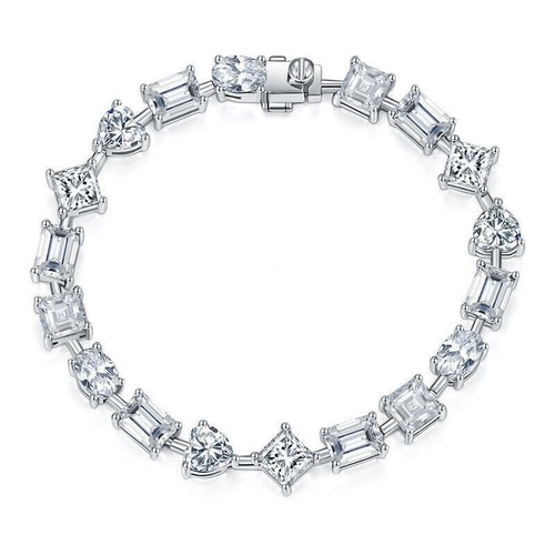 VALENTINO Bracciale catena tennis MOISSANITE 19 CT SOLIDO argento sterling 925 passa tester