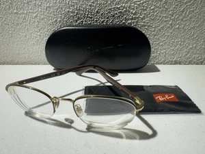Ray-Ban RB 6487 2905 Brown Gold Mens Half Rimless Eyeglasses 50-20-145 H16398 - Picture 1 of 5