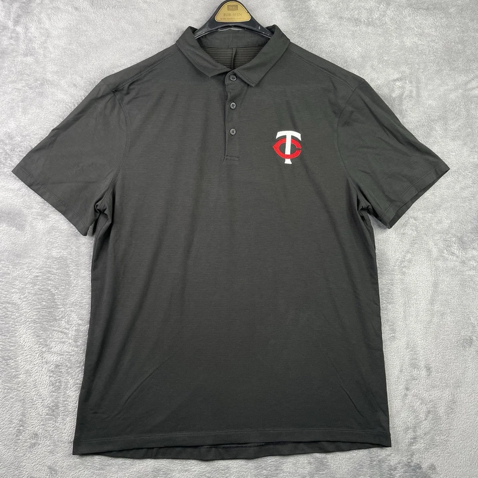 Minnesota Twins Shirt Mens Large LULULEMON Black MLB Perform Tech Polo Stretch - Image 1 of 4