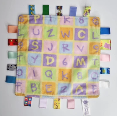 Cobertor de segurança Taggies 12" alfabeto e números cores pastel Lovey - Imagem 1 de 4