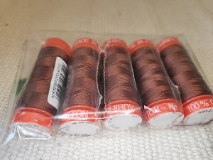 New - SEWING THREAD LOT- 5 Small Spools-Aurifil Cotton 50wt Brown #4012 - Picture 1 of 2