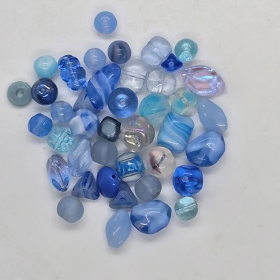 Mixed Lot of 41 Light Blue Vintage Czech German Glass Beads Assorted Styles - Image 1 of 4