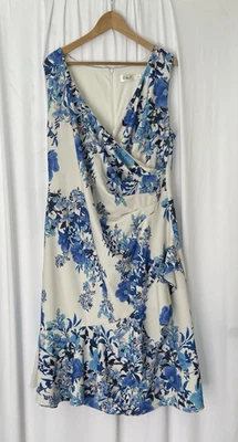 Eliza J Women's Midi Style Printed Knit Vneck Ruched Sleeveless Floral Dress 16W - Image 1 of 4